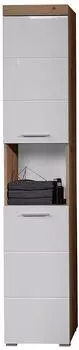 trendteam Amanda Hochschrank Wei&szlig; Hochglanz / Asteiche 37x190x31cm (139310307)