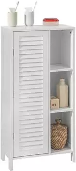 SoBuy Badezimmer-Midischrank mit Lamellent&uuml;r, Wei&szlig;, 48x96x24cm (BZR39-W)