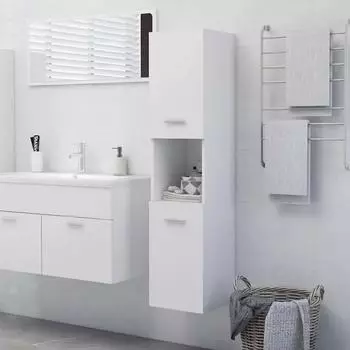 vidaXL Badezimmer-Hochschrank weiß, Holzwerkstoff, 30x30x130cm (804997)
