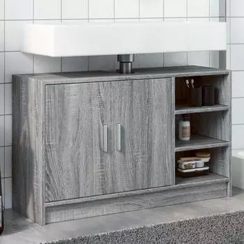 vidaXL Waschbeckenunterschrank grau Sonoma 90x29x55cm Holzwerkstoff (848127)