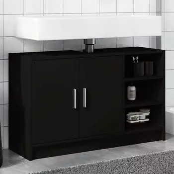 vidaXL Waschbeckenunterschrank schwarz 90x29x55 cm Holzwerkstoff (848123)