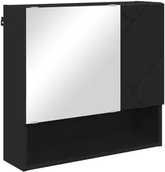 vidaXL Spiegelschrank mit T&uuml;r, schwarz, 59x17x55cm, Holzwerkstoff (883365)