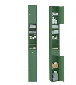 SoBuy BZR34 Hochschrank schmal, 20x20x180cm, tiefgr&uuml;n (BZR34-SY)