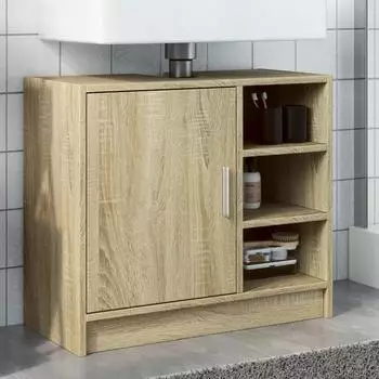 vidaXL Waschbeckenunterschrank Sonoma-Eiche 63x29x55cm Holzwerkstoff (848131)