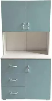 HTI-Living Hochschrank hellblau wei&szlig;, 6 Regalf&auml;cher, 3 Schubladen