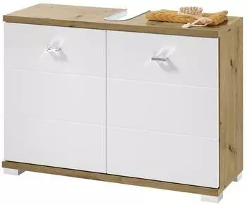 Livetastic Waschbeckenunterschrank Artisan Eiche, wei&szlig; hochglanz, 80x57x31cm