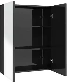 vidaXL Bad-Spiegelschrank 60x15x75cm MDF, gl&auml;nzendes Schwarz (331524)
