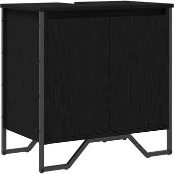 vidaXL Waschbeckenschrank schwarze Eiche 60x35x60cm furniertes Holz (869179)