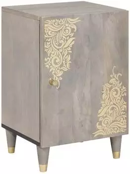 vidaXL Badezimmerschrank mit T&uuml;r, Massivholz Mango, grau, 38x33x58cm (4018793)