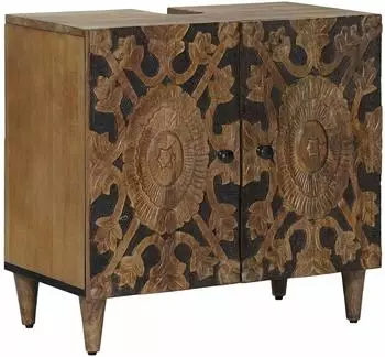 vidaXL Waschbeckenschrank braun 62x33x58cm Massivholz Mango (4018351)