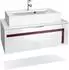Vladon Aloha V2 Waschbeckenunterschrank mit Waschbecken und Armatur, weiß matt/weiß hochglanz, Bordeaux hochglanz (96x36x51cm)