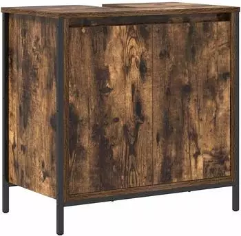 vidaXL Badezimmerschrank mit Waschbecken Räuchereiche 60x34,5x60cm