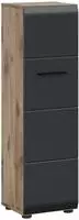 Ebuy24 Ice Badschrank 1 T&uuml;r Schwarz matt, Eiche Dekor.