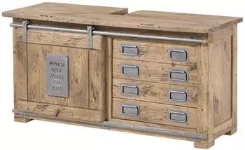 Massivmoebel24 Railway Waschbeckenunterschrank Mango 120x40x60cm whitewash (09-350-772-2077)
