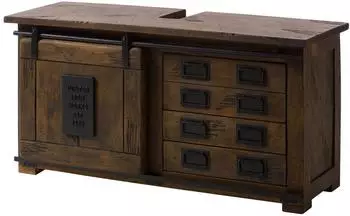Massivmoebel24 Railway 477 Waschbeckenunterschrank Mango 120x40x60cm braun lackiert (09-350-772-3077)