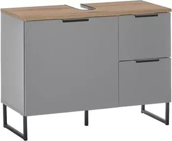 Basic By Balculina Denver Waschbeckenunterschrank 1-t&uuml;rig, grau matt / Evoke Eiche, 80x60x35cm
