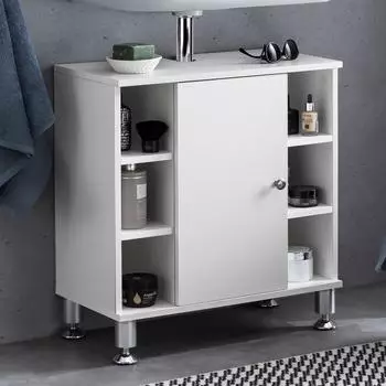 Finebuy Waschbeckenunterschrank 60x64x32cm mit T&uuml;r, wei&szlig; (FB51510)