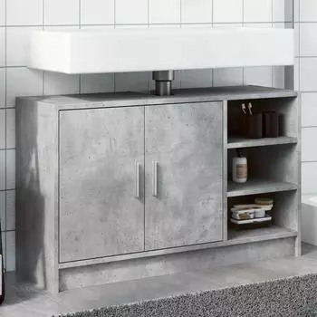 vidaXL Waschbeckenunterschrank betongrau 90x29x55cm Holzwerkstoff (848125)
