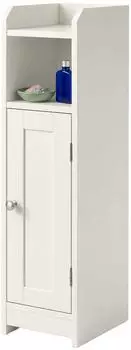 Relaxdays Badschrank 5 F&auml;cher, schmal, Landhausstil, 80x18x20cm, wei&szlig;