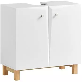 SoBuy Waschbeckenunterschrank mit verstellbarer Ablage, wei&szlig;, 60x60x30cm (BZR92-W)