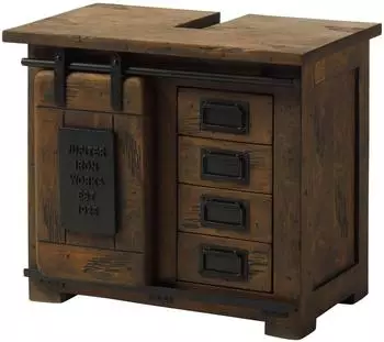 Massivmoebel24 Railway 482 Waschbeckenunterschrank Mango 70x40x60cm braun lackiert (09-350-772-3082)