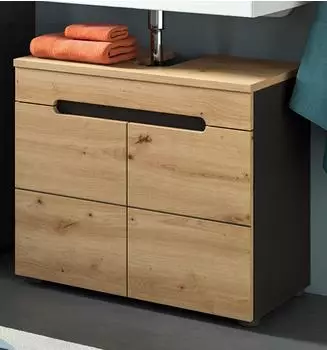 Inn.Furn Cooper Waschbeckenunterschrank Eiche Artisan, grau, 63cm, Soft-Close (Cooper)
