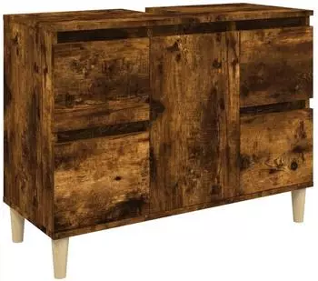 vidaXL Waschbeckenunterschrank R&auml;uchereiche 80x33x60cm Holzwerkstoff (821273)