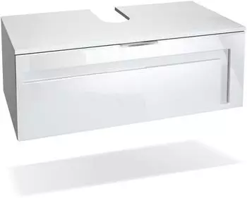 Vladon Aloha V2 Waschbeckenunterschrank weiß matt/weiß hochglanz, 96x36x51cm (50005173)
