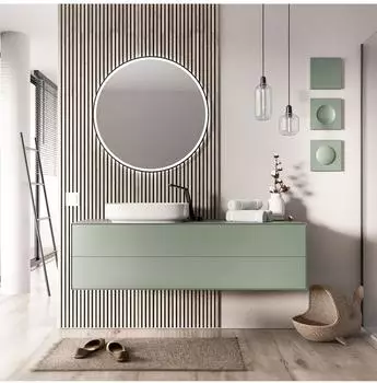 Bernstein MILOU Waschbeckenunterschrank 140cm, jadegrün matt, 2 Schubladen (MILOU140)