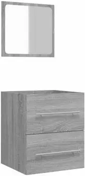 vidaXL Badschrank mit Spiegel grau Sonoma 41x38,5x48cm (820470)