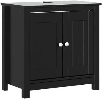 vidaXL BERG Waschbeckenunterschrank schwarz 60x34x59cm Kiefernholz (358553)