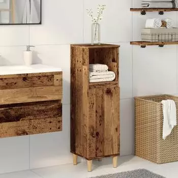 vidaXL Badezimmerschrank Holzwerkstoff Altholz-Optik 30x30x100cm (857108)