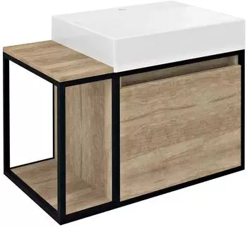 Sapho Skara Waschtischunterschrank 80x50x47cm, Alabama Eiche/schwarz matt (CG003-2222)