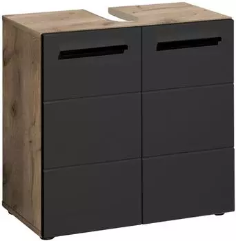 Basic By Balculina Vista Waschbeckenunterschrank 60cm, Holzwerkstoff, schwarz matt (Viking Oak)