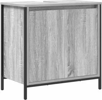 vidaXL Badezimmerschrank mit Waschbecken grau Sonoma 60x34,5x60cm