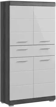 xonox.home Scout Badmidischrank wei&szlig; Hochglanz, Rauchsilber, 74x141x31cm