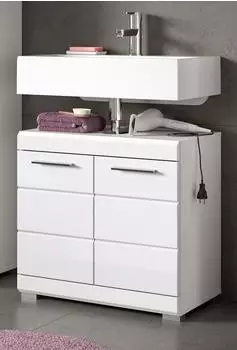 Inn.Furn Shawn Waschbeckenunterschrank wei&szlig; Hochglanz, 60cm (Shawn)