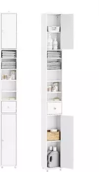 SoBuy Hochschrank schmal, 6 Einlegeb&ouml;den, wei&szlig;, 20x180x20cm (BZR34-II-W)