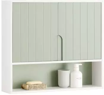 SoBuy H&auml;ngeschrank mit 2 T&uuml;ren, gr&uuml;n/wei&szlig;, Holzwerkstoff (BZR140-GR)