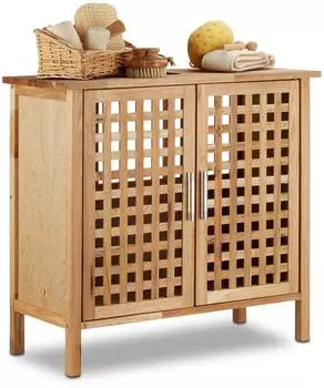 Relaxdays Waschbeckenunterschrank Holz, walnuss, 61x66x29cm