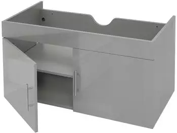 MCW Waschbeckenunterschrank MCW-D16 hochglanz 90cm, grau (MCW-D16)