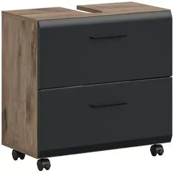 xonox.home Ice Waschbeckenunterschrank 2 Schubladen, Rollen, 60x58x30cm (X86N8777)