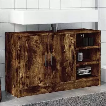 vidaXL Waschbeckenunterschrank Räuchereiche 90x29x55cm Holzwerkstoff (848126)