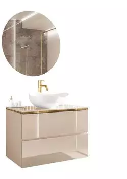 Lookway Aurora Badezimmerschrank Kaschmir Gold, Holzwerkstoff, 80x55x45cm (800001752399)
