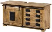 Massivmoebel24 - Waschbeckenunterschrank Mango 120x40x60 Natur Lackiert Railway 177