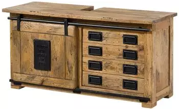 Massivmoebel24 Railway Waschbeckenunterschrank Mango natur lackiert 120x40x60cm (09-350-772-0077)
