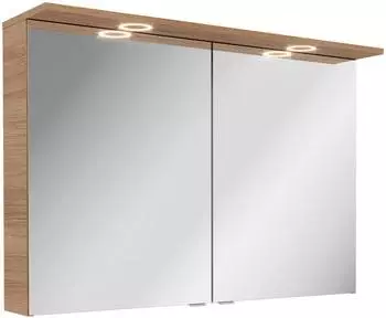 Fackelmann VITA LED-Spiegelschrank 100cm Summer Oak, 2 T&uuml;ren, Dimmfunktion (77531)