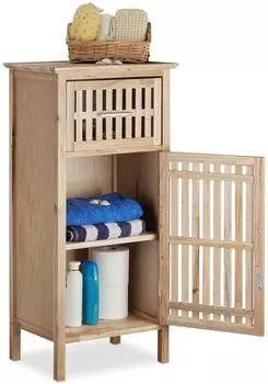 Relaxdays Badschrank, Nischen-Beistellschrank, Massivholz, walnuss, 82x40x29cm (10021332_0)