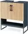 en.casa Svanes Waschbeckenunterschrank 2 Türen Lamellenoptik 70x60x30cm dunkelgrau/natur