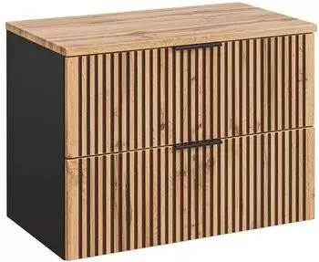 Lomado XANTEN-56 Waschbeckenunterschrank 80cm, anthrazit mit Eiche schwarz gerillt (XANTEN-56)